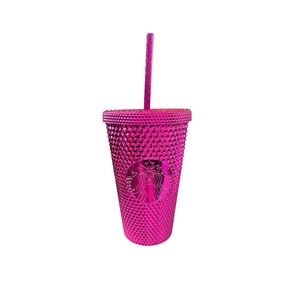 Starbucks Studded Tumbler Hot Pink 16 oz Reusable Cup w/ Straw NWT